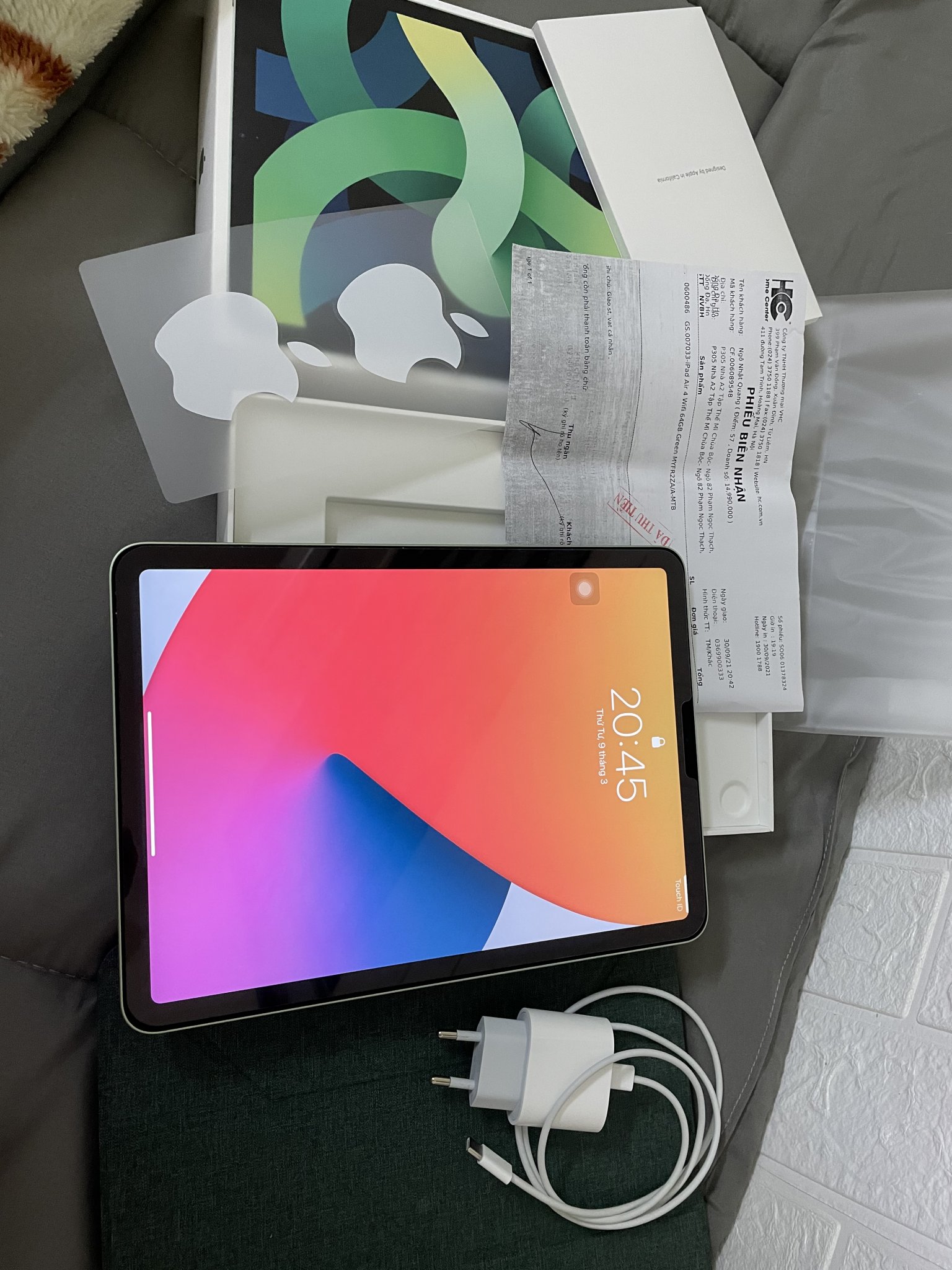 Ipad Air 4 Green 64Gb WIFI chính hãng còn BH 7 tháng 12.000.000đ