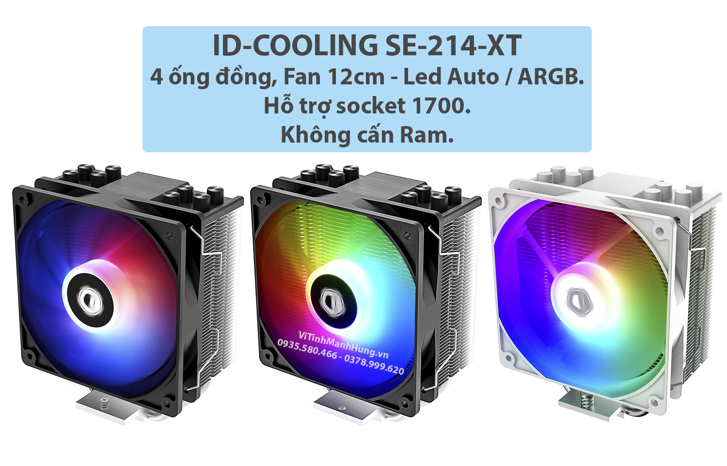 Tản nhiệt CPU ID-COOLING SE-214-XT, 4 ống đồng, 12cm, hỗ trợ sk1700.