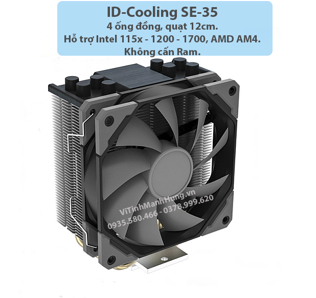 Tản nhiệt chip CPU ID-COOLING SE-35, 4 ống đồng, hỗ trợ socket 1700