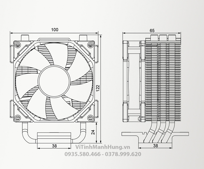 Tản nhiệt chip CPU ID-COOLING SE-30, 3 ống đồng, Fan 9cm,hỗ trợ sk1700 - 4