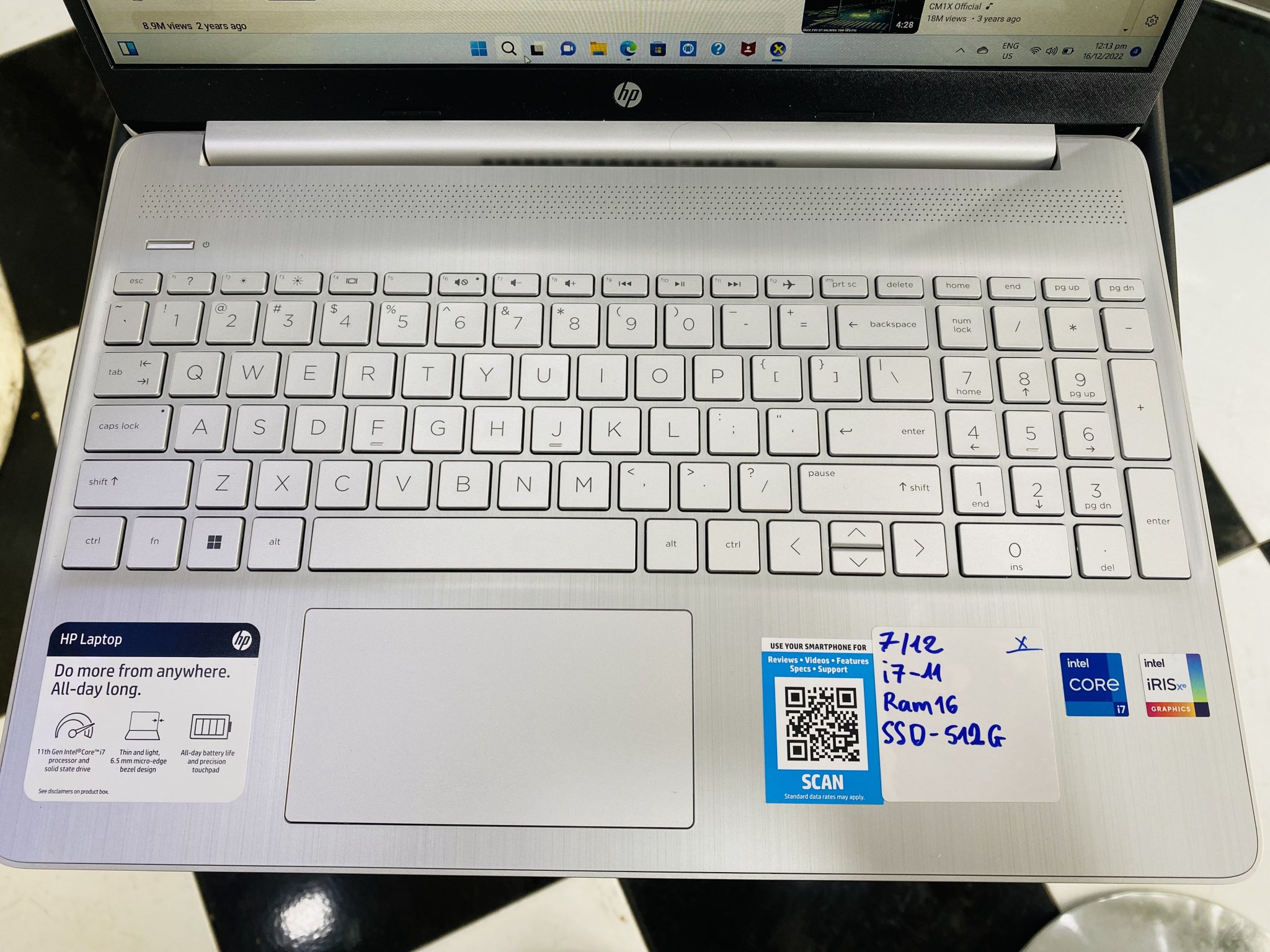 laptop HP 15DY2XXX i7 11th/16/512 đẹp như mới 12.250.000đ Nhật tảo