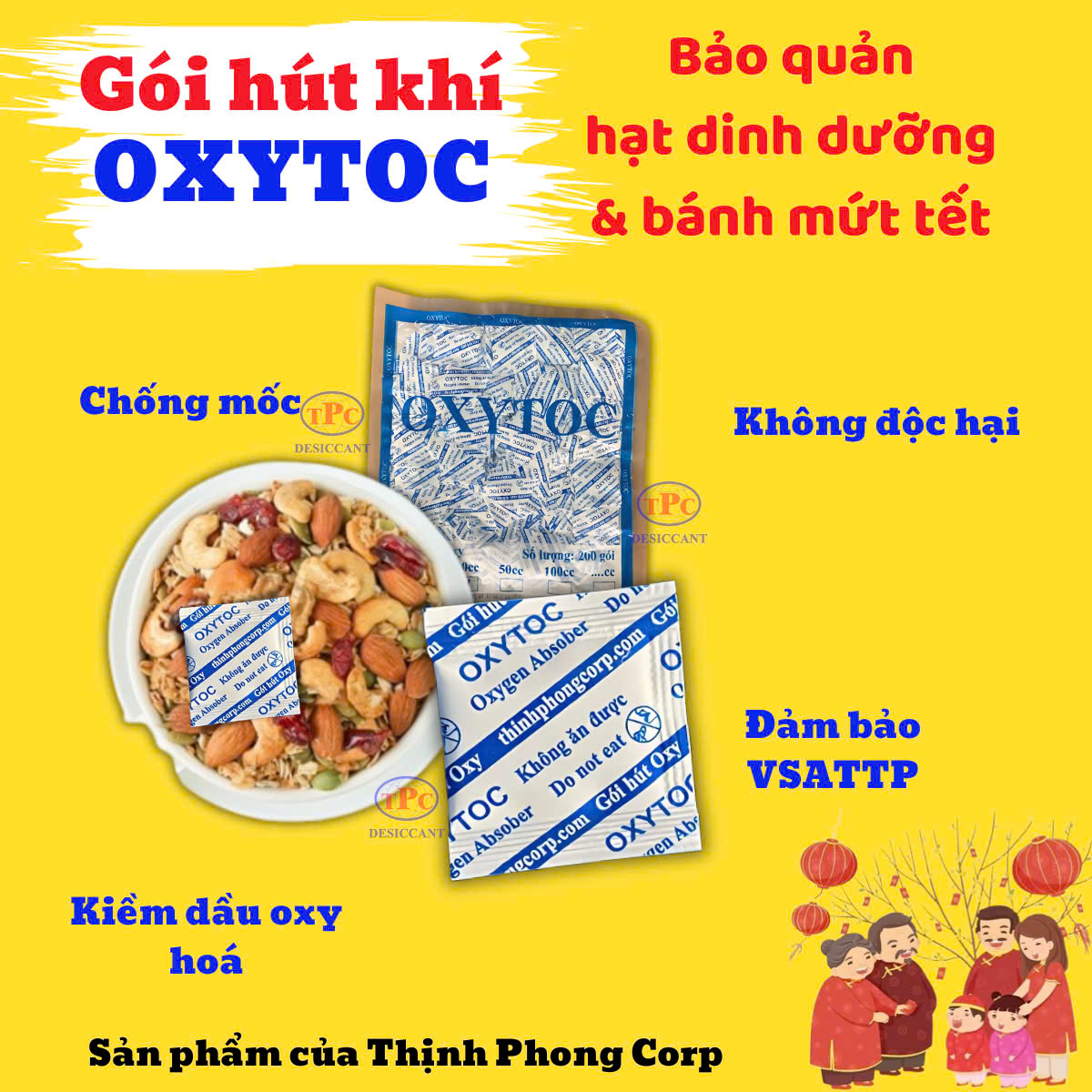 Dùng gói hút Oxy bảo quản bánh mứt tết 65.000đ Nhật tảo